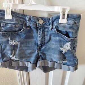 Women's Distressed Denim Shorts - Blue